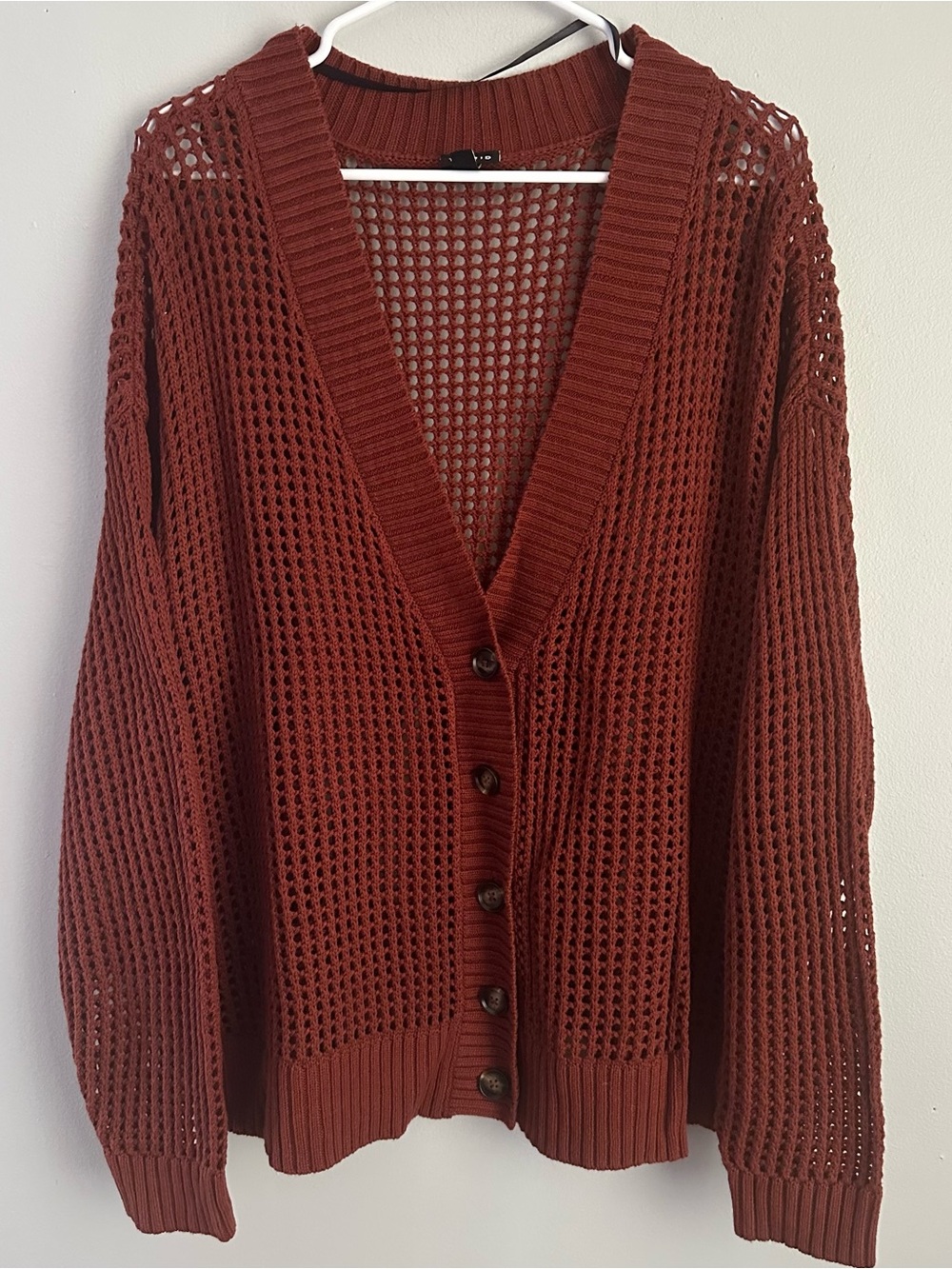 Torrid 2 Women's Brown Knit Net Button-Up Boyfriend Cardigan Sweater 2xl 2x fall